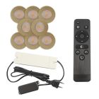 8 oprawy sufitowe wpuszczane mosiądz na werandy Dico, IP65, z zestawem przyłączeniowym i pilotem