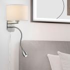 Niklowy kinkiet metalowy, Ledbury, z przełącznik