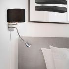 Niklowy kinkiet metalowy, Ledbury, z przełącznik