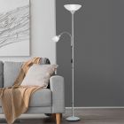 Szara lampa stojąca plastikowa, Pieter, z przełącznik