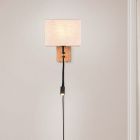 Biały kinkiet drewniany, Fransien, z przełącznik