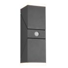 Antracytowy kinkiet zewnętrzny z czujnikiem ruchu nowoczesny, Liron, 7W, 3000K LED, IP54