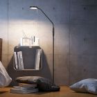 Czarna lampa do czytania stojąca nowoczesna, Bilge, 12W, regulowana ciepła do zimnej bieli LED, z dotykowy ściemniacz