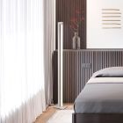 Biała lampa stojąca nowoczesna, Raihana, 21W, white switch LED, z dotykowy ściemniacz