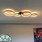 Czarny plafon sufitowy nowoczesny, Robon, 37W, 3000K LED