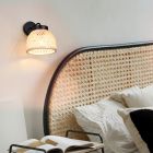 Rattanowy kinkiet brązowy, Laut, z przełącznik