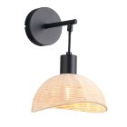 Rattanowy kinkiet brązowy, Sijmen, z przełącznik