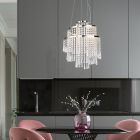 Chromowany żyrandol design, Sjon, 30W, regulowana ciepła do zimnej bieli LED, ściemniana w 3 krokach
