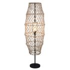 Brązowa lampa stojąca rustykalna, Liduina, z przełącznik