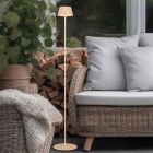 Brązowa lampa stojąca akumulatorowa nowoczesna, Reshma, 1,5W, 3000K LED, IP44, z dotykowy ściemniacz