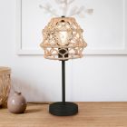 Brązowa lampa stołowa japandi, Liduina, z przełącznik