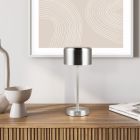 Niklowa lampa stołowa akumulatorowa nowoczesna, Dustin, 1W, 3000K LED, z dotykowy ściemniacz