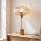Design lampa stołowa bursztynowa, Charlois, z przełącznik