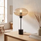 Design lampa stołowa bursztynowa, Charlois, z przełącznik