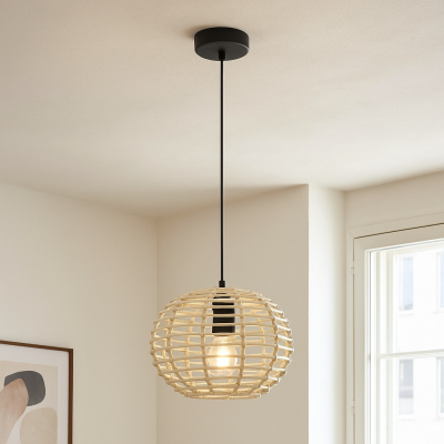 Rattanowa lampa wisząca brązowa, Roza