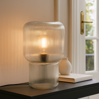 Design lampa stołowa przezroczysta, Chelsea, z przełącznik