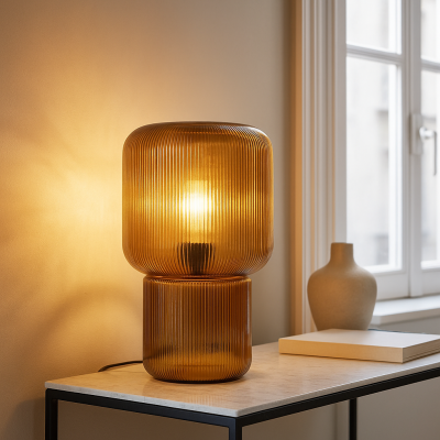 Design lampa stołowa brązowa, Chelsea, z przełącznik