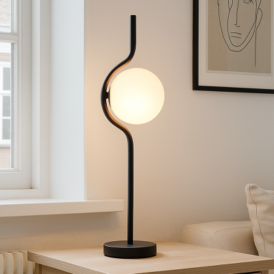 Nowoczesna lampa stołowa czarna, Merel, z przełącznik