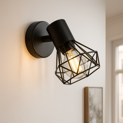 Industrialny reflektor ścienny czarny, Jaylano