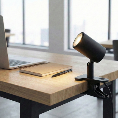 Nowoczesny reflektor z klamrą czarny, Elena, z przełącznik