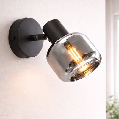 Nowoczesny reflektor ścienny czarny, Craig, z przełącznik