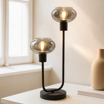Design lampa stołowa szara, Skip, z przełącznik