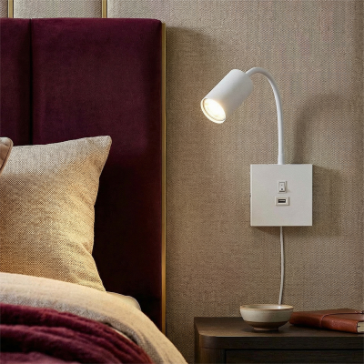 Nowoczesny reflektor ścienny biały, Tibor, z przełącznik