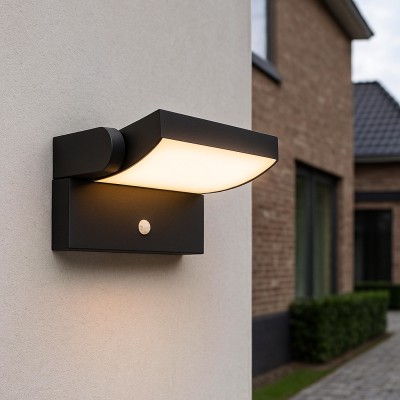 Nowoczesny kinkiet zewnętrzny z czujnikiem ruchu czarny, Alet, 12,5W, 3000K LED, IP54