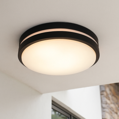 Plastikowa zewnętrzna lampa sufitowa z czujnikiem ruchu czarna, James, IP44