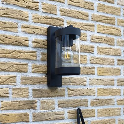 Nowoczesny kinkiet zewnętrzny z czujnikiem zmierzchu czarny, Musa, IP44