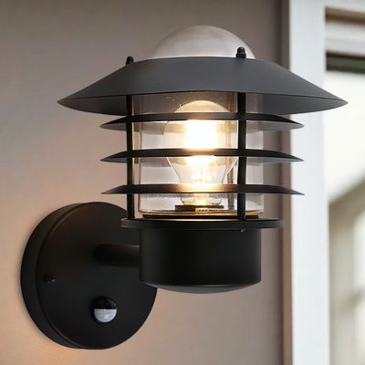 Stal Nierdzewna kinkiet zewnętrzny z czujnikiem ruchu czarny, Felice, IP44