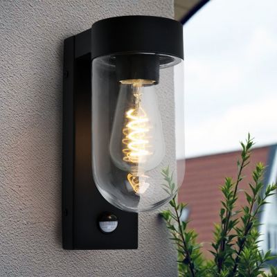 Aluminiowy kinkiet zewnętrzny z czujnikiem ruchu czarny, Bella, IP44