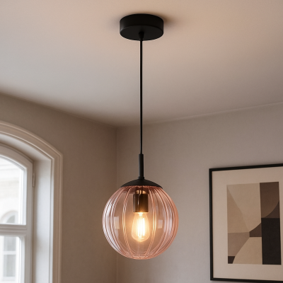 Retro lampa wisząca różowa, Rifka