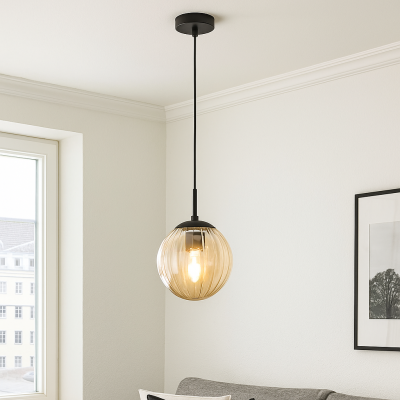 Retro lampa wisząca bursztynowa, Rifka