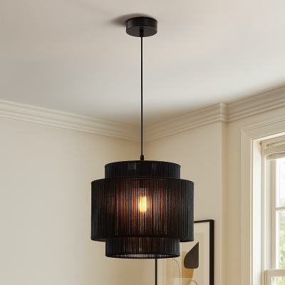 Rustykalna lampa wisząca czarna, Sanny