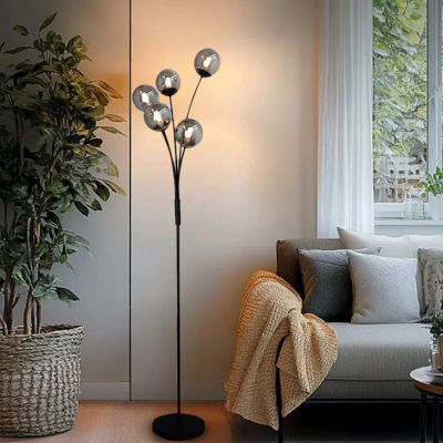 Design lampa stojąca szara, Stacy, z przełącznik