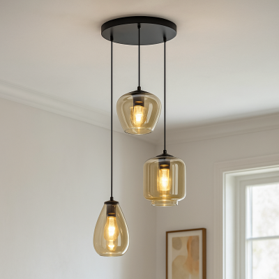 Nowoczesna lampa wisząca bursztynowa, Caia