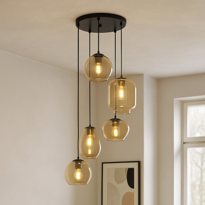 Nowoczesna lampa wisząca bursztynowa, Caia