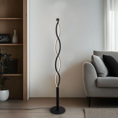 Design lampa stojąca czarna, Kuno, 36W, 3000K LED, ściemniana w 3 krokach