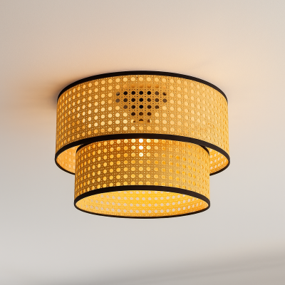 Rattanowa lampa sufitowa brązowa, Kirsten