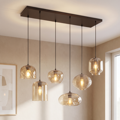 Nowoczesna lampa wisząca bursztynowa, Caia