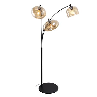Nowoczesna lampa stojąca bursztynowa, Caia, z przełącznik