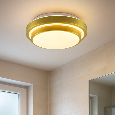Nowoczesna lampa łazienkowa sufitowa złota, Jaro, 12W, 3000K LED, IP44