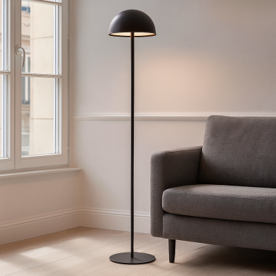 Retro lampa stojąca czarna, Douwe, 4W, dim to warm LED, z dotykowy ściemniacz