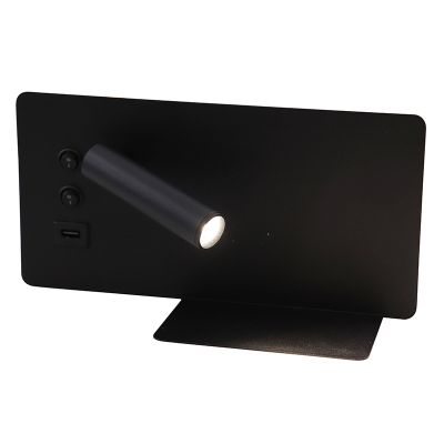 Nowoczesny kinkiet czarny, Stanley, 10W, 4000K LED, z przełącznik