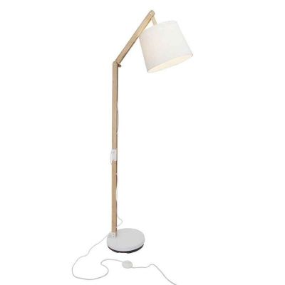 Drewniana lampa stojąca brązowa, Julia, z przełącznik