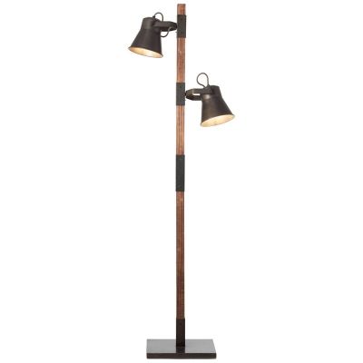 Drewniana lampa do czytania stojąca brązowa, Audrey, z przełącznik