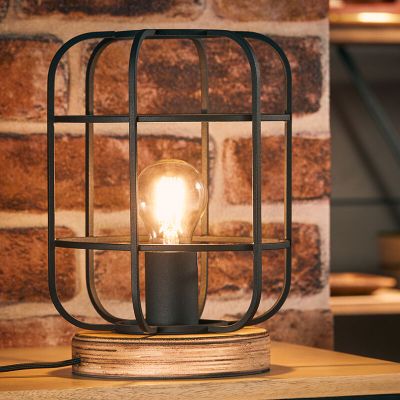 Drewniana lampa stołowa czarna, Taede