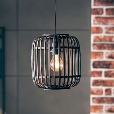 Drewniana lampa wisząca czarna, Brain
