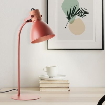 Rustykalna lampa stołowa czerwona, Thalina, z przełącznik